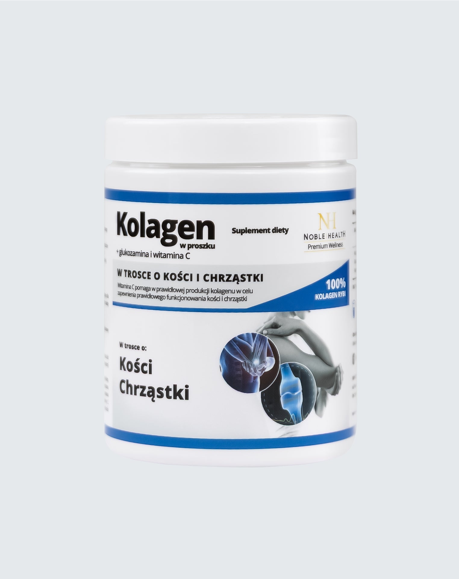 Collagene + glucosamina e vitamina C in polvere - Noble Health Articolazioni sane
