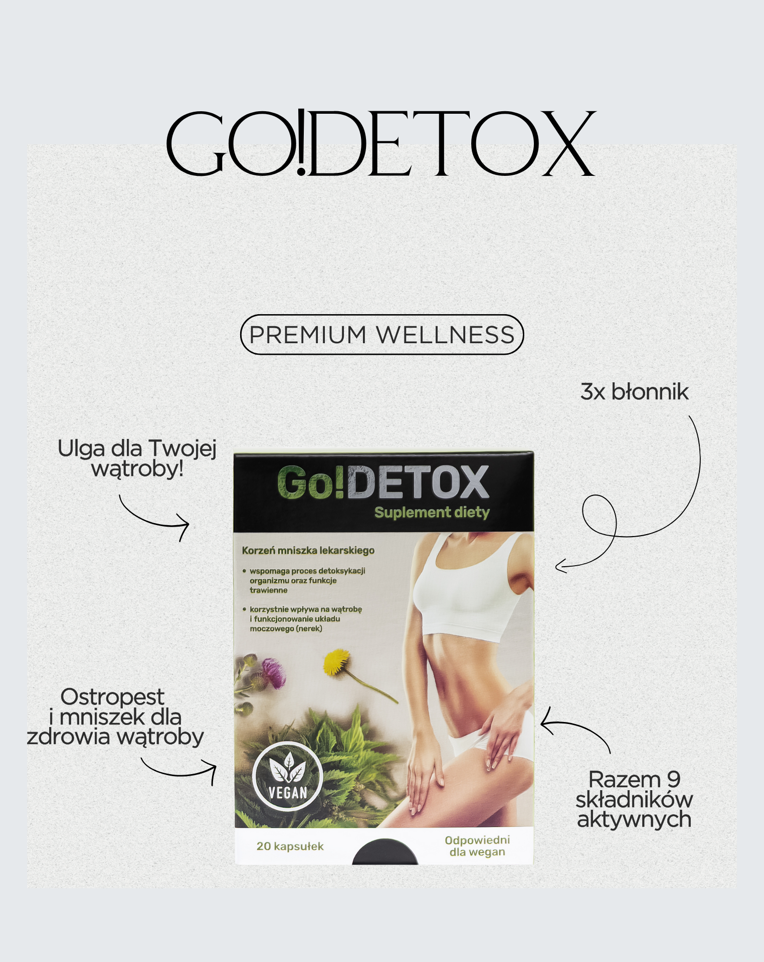 Go!Detox GoDetox Noble Health Liver Support Rimozione tossine disintossicanti 20 capsule