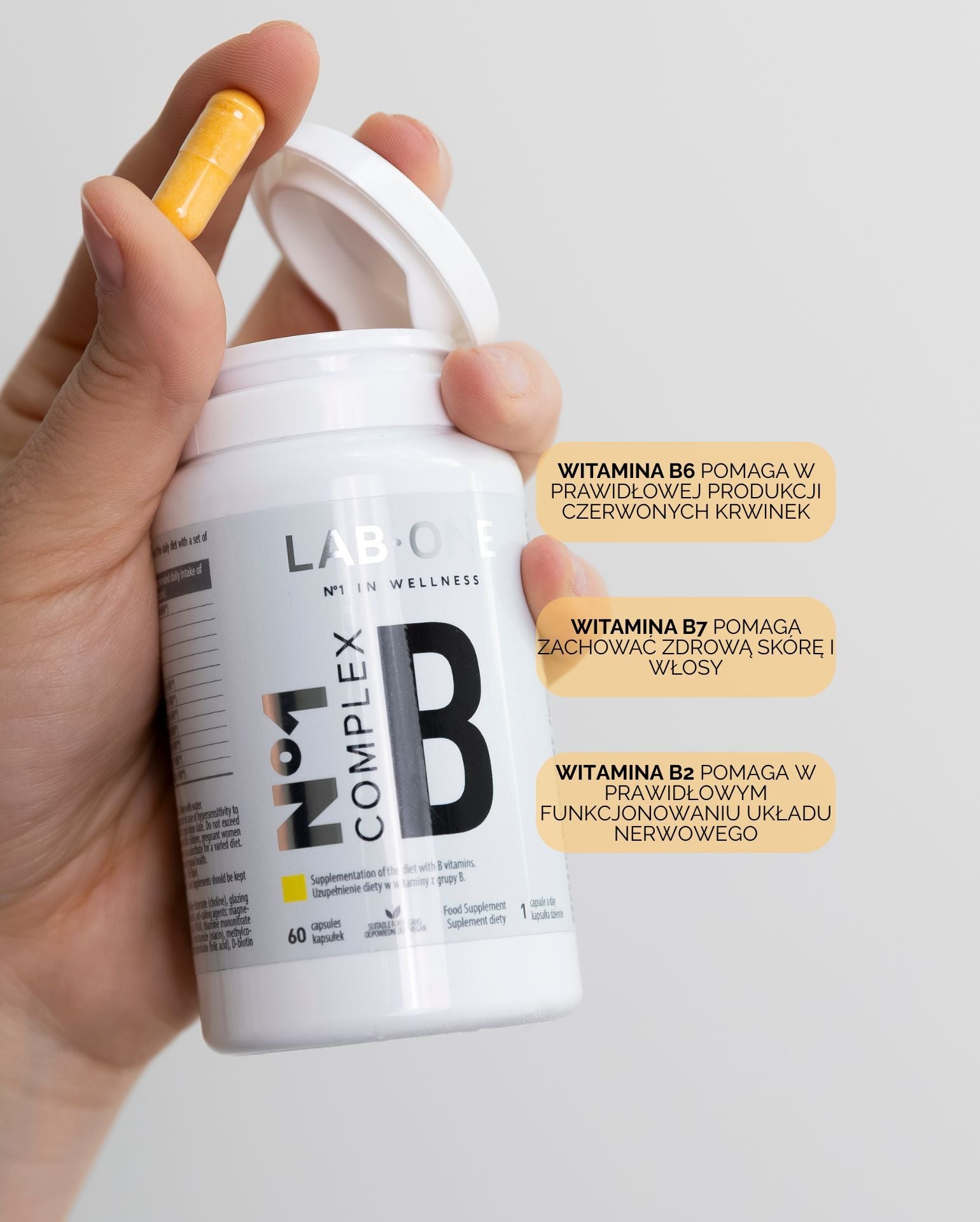 LAB ONE COMPLEX B Complesso vitaminico B1 B2 B3 B5 B6 B7 B9 B12 Tiamina Niacina