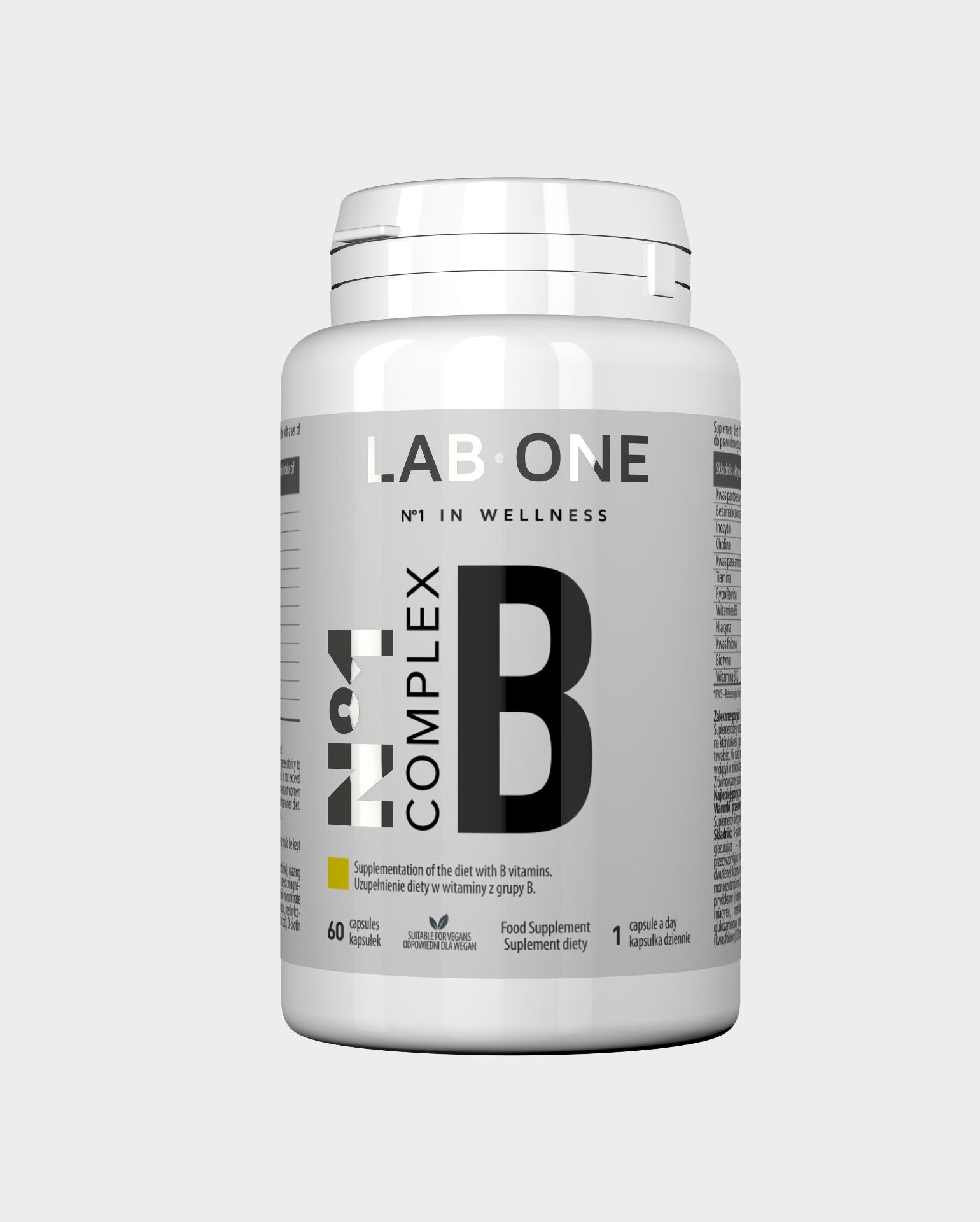 LAB ONE COMPLEX B Complesso vitaminico B1 B2 B3 B5 B6 B7 B9 B12 Tiamina Niacina