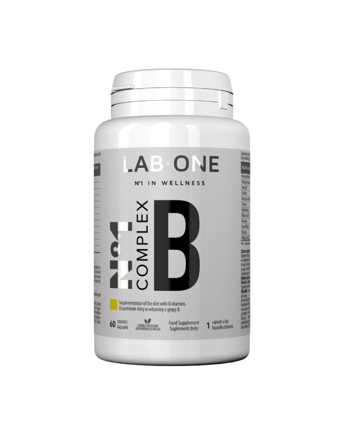LAB ONE COMPLEX B Complesso vitaminico B1 B2 B3 B5 B6 B7 B9 B12 Tiamina Niacina